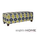 angelo:HOME Kent Retro Blue-Green Geometric Burst Wall Hugger Trunk Storage Ottoman