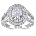 14k White Gold 1 3/4ct TDW Certified Diamond Oval Ring (D, SI2)