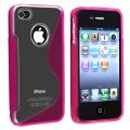BasAcc Clear/ Hot Pink S Shape TPU Rubber Case for Apple iPhone 4/ 4S
