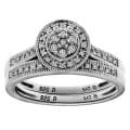 Sterling Silver 1/6ct TDW Diamond Milligrain Bridal Ring Set (H-I, I2-I3)