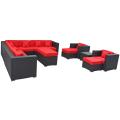 Cohesion Espresso with Red Cushions Rattan 11-piece Outdoor Set
