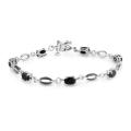 Sterling Silver 4 1/3ct TGW Black Sapphire 7-inch Link Bracelet