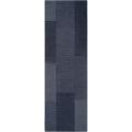 Hand-crafted Solid Casual Blue Brickett Wool Rug (2'6 x 8')