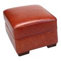 Giorgio Orange Leather Storage Ottoman
