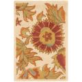 Handmade Blossom Flowers Ivory Wool Rug (2'6 x 4')