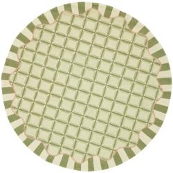 Hand-hooked Chelsea Ivory/ Green Wool Rug (3' Round)