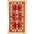 Indo Hand-knotted Kazak Red/ Ivory Wool Rug (2' x 4')