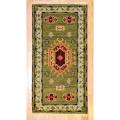 Indo Hand-knotted Kazak Green/Ivory Wool Rug (2' x 4')