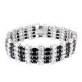 Icz Stonez Silvertone Black and White Cubic Zirconia Bracelet (49 3/4ct TGW)