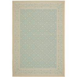 Poolside Aqua/ Cream Indoor Outdoor Rug (5'3 x 7'7)