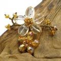 Brown Luster Crystal Blooming Floral Love Pin-Brooch (Thailand)
