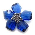 Enchanted Blue Floral Glass Prism-Crystal Center Pin-Brooch (Thailand)