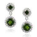 Glitzy Rocks Sterling Silver Chrome Diopside and Diamond Accent Earrings