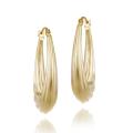 18k Yellow Gold over Silver Wave Hoop Earrings