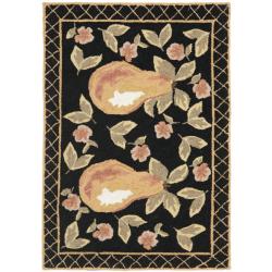 Hand-hooked Pears Black Wool Rug (1'8 x 2'6)
