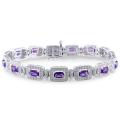Sterling Silver Amethyst and 1/10ct TDW Diamond Bracelet (H-I, I2)