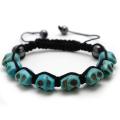 Bleek2Sheek Men's or Women's Skull Turquoise Macrame Bracelet