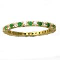 10k Yellow Gold Emerald and White Sapphire Eternity Band