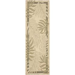Special Offers Safavieh Poolside Cream/ Green Indoor Outdoor Rug (2'4 x 6'7)