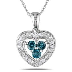 Miadora 10k White Gold 1/3ct TDW Blue and White Diamond Necklace (H-I, I1-I2)