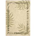 Poolside Cream/ Green Indoor Outdoor Rug (6'7 x 9'6)