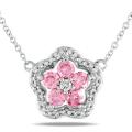 Miadora 10k White Gold 1/2ct TDW Pink and White Diamond Necklace (H-I, I1-I2)