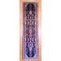 Persian Hand-knotted Hamadan Navy/ Red Wool Rug (3'9 x 14'3)