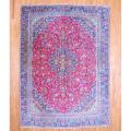 Persian Hand-knotted Kashan Red/ Navy Wool Rug (8'11 x 12'2)