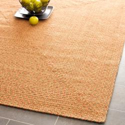 Hand-woven Reversible Peach/ Green Braided Runner (6' x 6' Square)