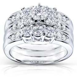 14k White Gold 1 5/8ct TDW Diamond 3-piece Bridal Ring Set (H-I, I1-I2)