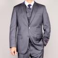 Carlo Lusso Striped Gray 2-Button Vested 3-piece Suit