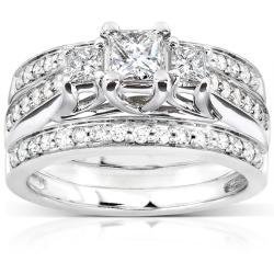 14k White Gold 7/8ct TDW Diamond 3-piece Bridal Ring Set (H-I, I1-I2)
