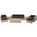 Venice Outdoor Rattan Tan with Brown Cushions 8-piece Set