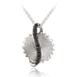 DB Designs Sterling Silver Black Diamond Accent Celestial Sun Necklace