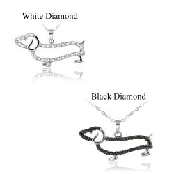 DB Designs Sterling Silver Diamond Accent Dachshund Dog Necklace