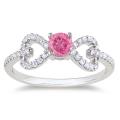 Miadora 14k White Gold 1/2ct TDW Pink and White Diamond Ring