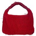 Bottega Veneta Red Leather Cotton Overlay Hobo Bag
