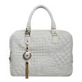 Versace White Leather Double Zip Satchel