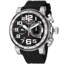 Graham Men's 'Silverstone' Black Dial Black Strap Automatic Watch