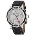Graham Men's 'Silverstone' Silver Dial Black Leather Strap Watch