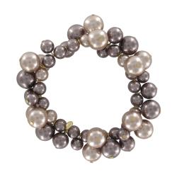 Roman Champagne and Mocha Faux Pearl Cluster Stretch Bracelet