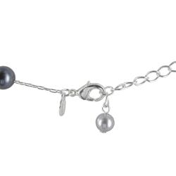 Roman Silvertone Grey, Black and Cream Faux Pearl Necklace