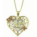 10k Tri-tone Gold Heart Shaped Mom Pendant
