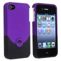Purple/ Black Rear Snap-on Rubber Coated Case for Apple iPhone 4/ 4S