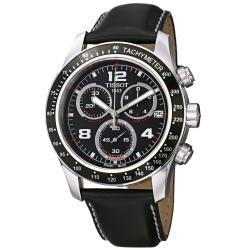 Tissot Men's 'V 8' Black Dial Black Leather Strap Chronograph Watch
