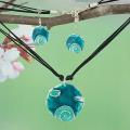Handcrafted Metal & Enamel 'Pacific Blues' Necklace & Earrings Set (India)