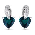 Miadora Sterling Silver 1 1/2ct TGW Created Emerald and Diamond Accent Earrings