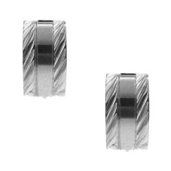 Moise Stainless Steel Diamond-cut Edge Cuff Earrings