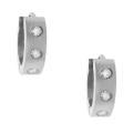Moise Stainless Steel Men's Cubic Zirconia Hoop Earrings