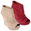 Journee Collection Women's 'TWIST-3' Open Toe Wedge Bootie